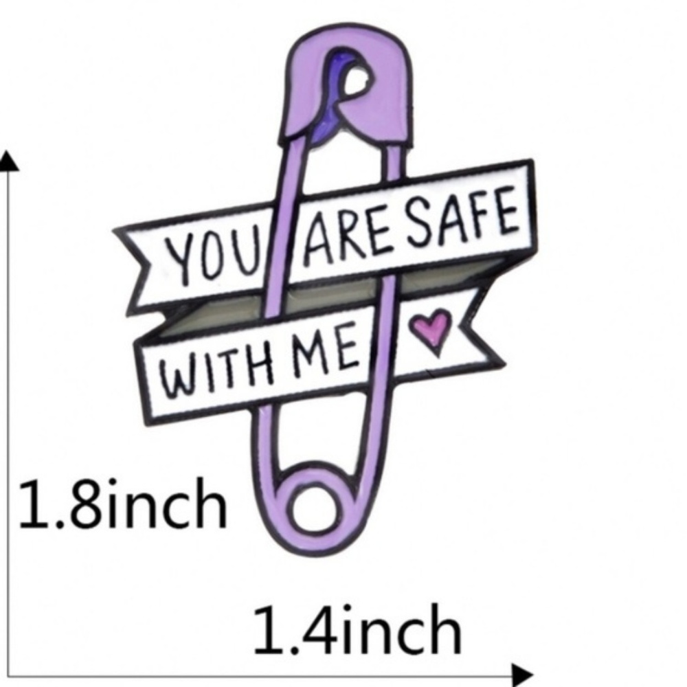NEW You Are Safe With Me Lapel Enamel Pin Brooch - Picture 2 of 2